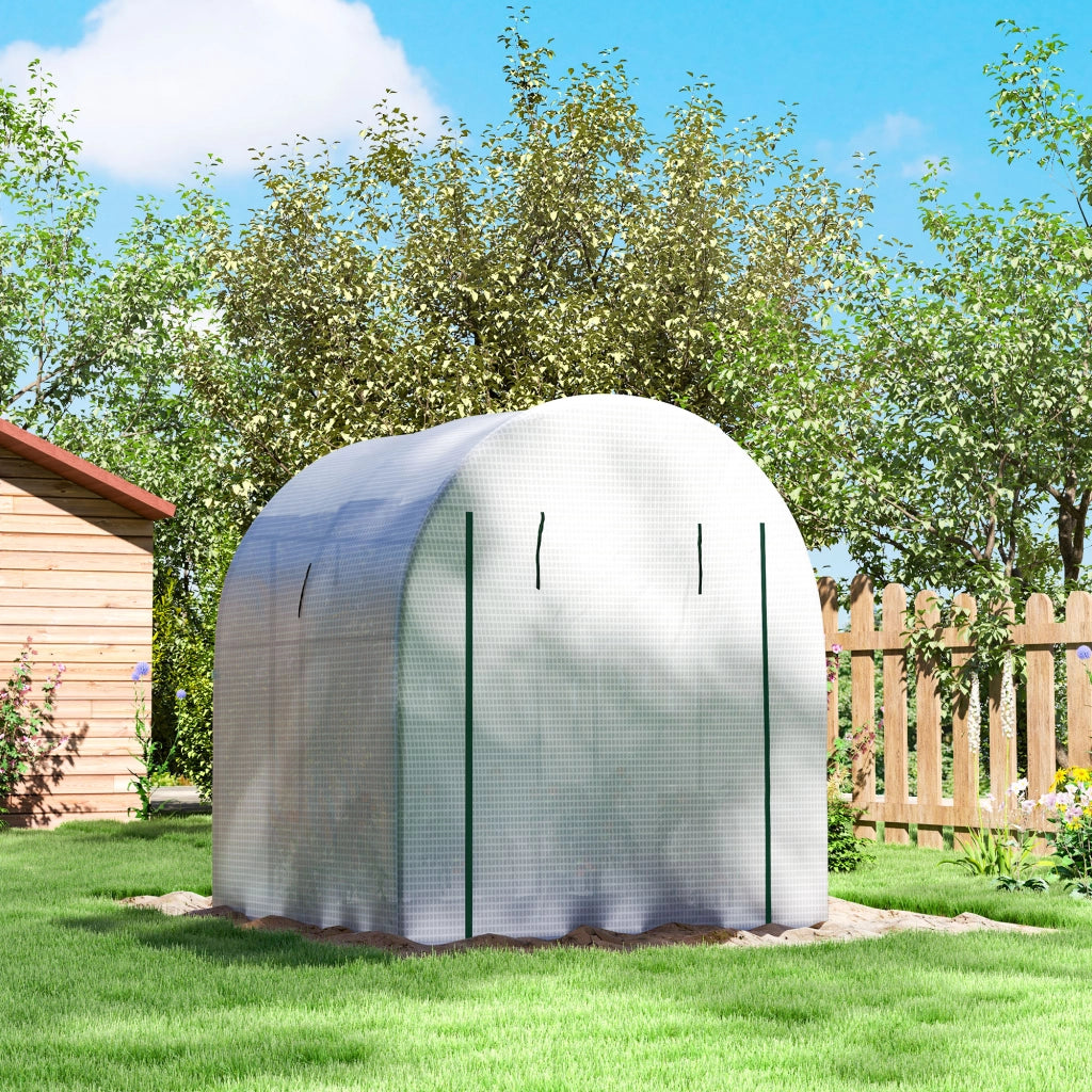 Serra a Tunnel per Orto 1,8x1,8x2 m con Porte Avvolgibili e Finestre in Acciaio e PE Anti UV Bianca