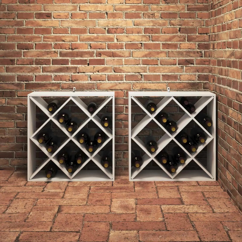 Portabottiglie 2 pcs Bianco 62 x 25 x 62 cm Pino massello 893319