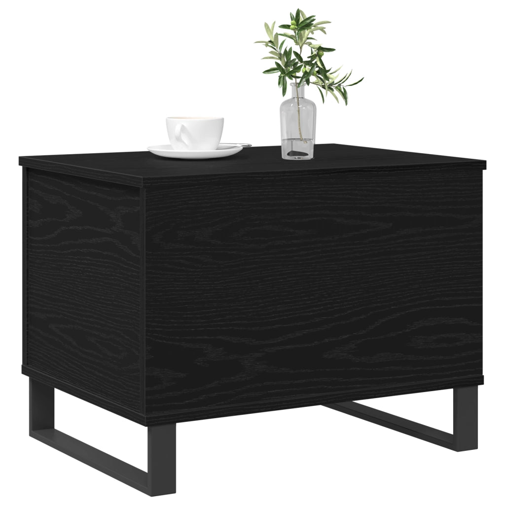 Tavolino da caffÃ¨ con piano sollevabile Nero Rovere 60x44,5x45 cm Legno ingegnerizzato