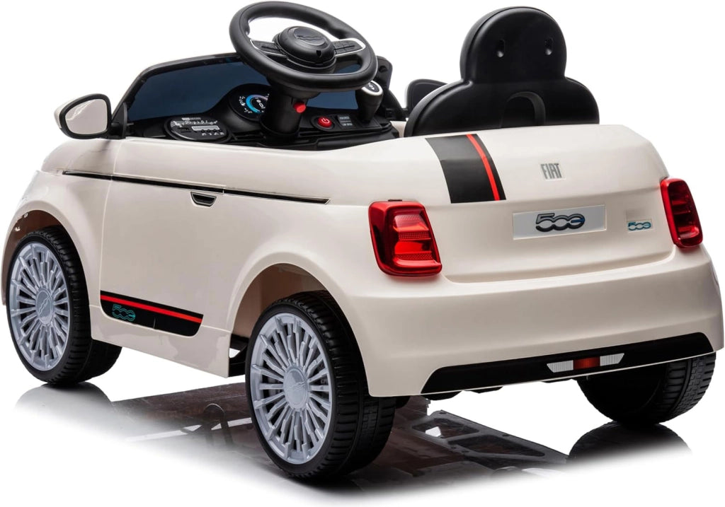 Macchina Elettrica per Bambini Licenza Fiat 500 12V con Telecomando Bianco
