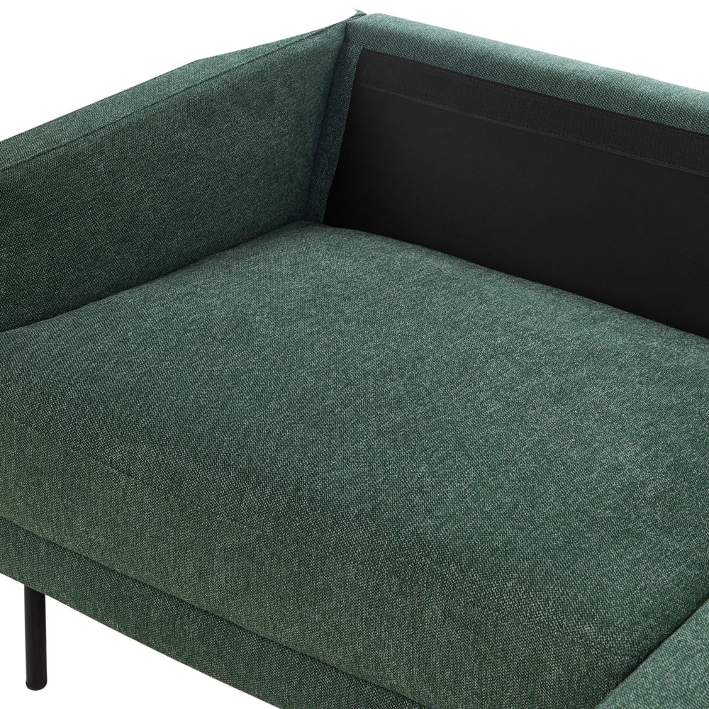 Divano angolare sinistro in poliestere verde scuro 192 x 155 Divano a 2 posti imbottito con gambe in metallo, tessuto e schienale imbottito, moderno e minimalista