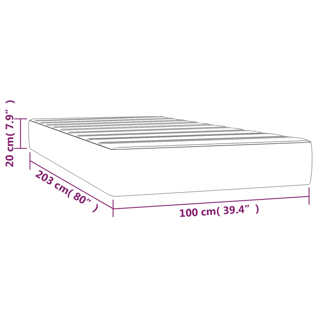 Materasso a Molle Insacchettate Rigidità Media Grigio Chiaro 100x203x20cm Twin XL in Tessuto 347862