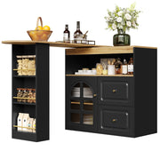 Credenza girevole 138-204 x 39 x 104 cm in MDF nero, 2 cassetti e vani