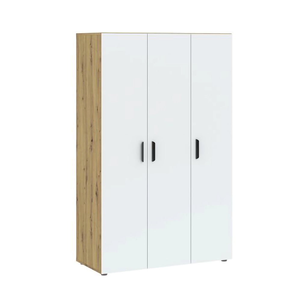 Armadio Camera da Letto Pettineo, Guardaroba 3 Ante Appendiabiti, 111x52 cm Marrone Rovere
