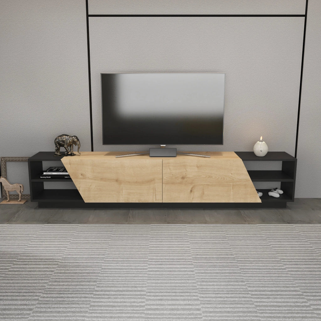 Porta TV in legno "Rhodes" - 240 x 37 x 47 cm - Beige