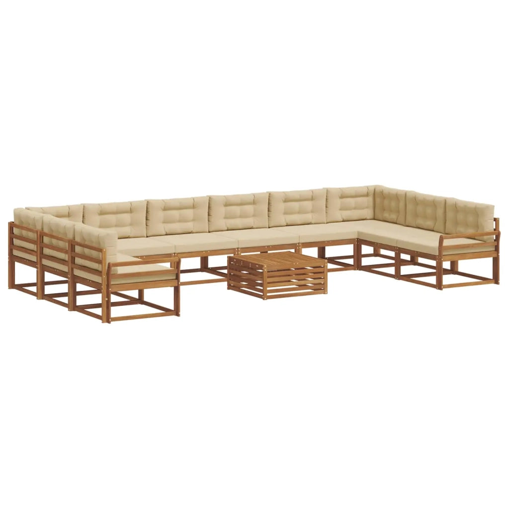 Set di divani da esterno con cuscino 11 pcs Naturale e Beige 3368276