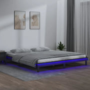Giroletto con LED-Struttura Letto Grigio 140x190 cm in Legno Massello
