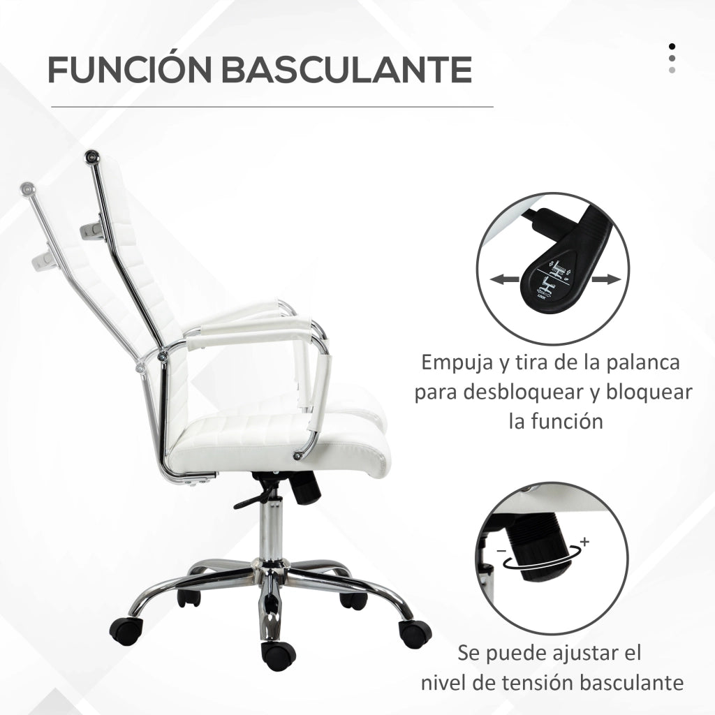 Sedia da Ufficio Girevole e Basculante con Braccioli Regolabile in Altezza ¨C zephmum ¨C 54x62x104-114 cm Bianco