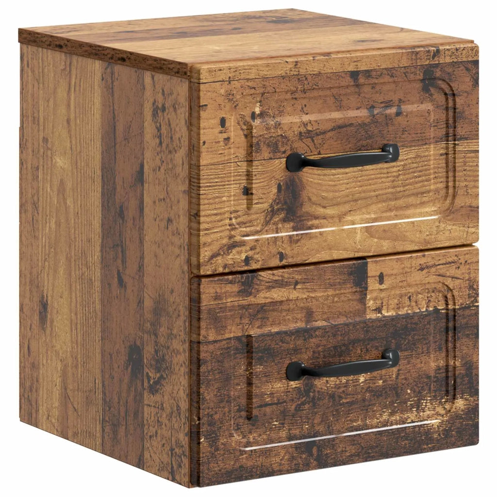 Comodino | Armadio da Notte | Mobiletto da notte a muro Legno antico 34,5 x 33 x 40 cm