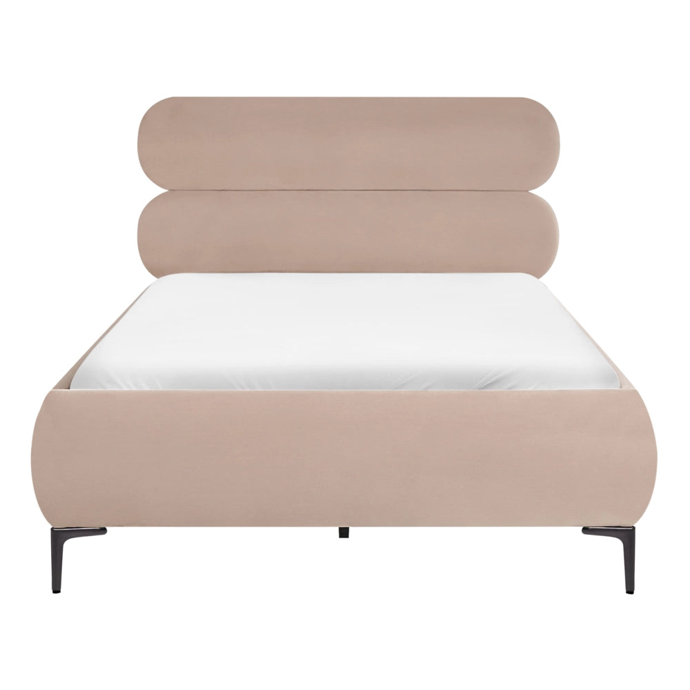 Letto matrimoniale con rete testiera in velluto tortora gambe in metallo camera da letto 120 x 200 cm classica minimalista