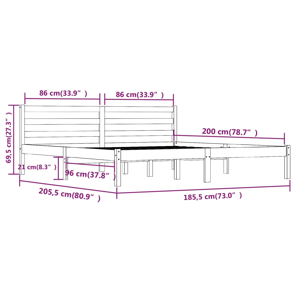 Giroletto-Struttura Letto in Legno Massello 180x200 cm Super King 103429