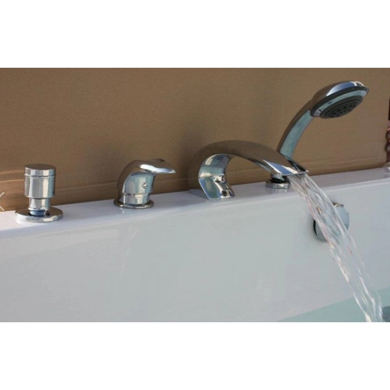 DUNAJ Miscelatore vasca a cascata 4 fori con deviatore in ottone cromato