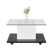 TAVOLINO DA CAFFÈ 80 x 40 cm in pannello di legno bianco e nero con LED