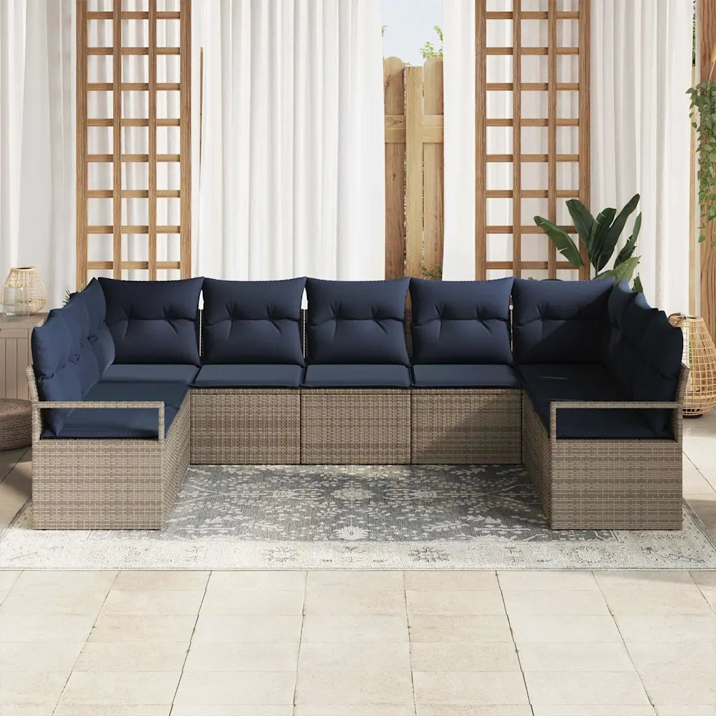 Set di divani con cuscino 7 pcs Grigio polyrattan