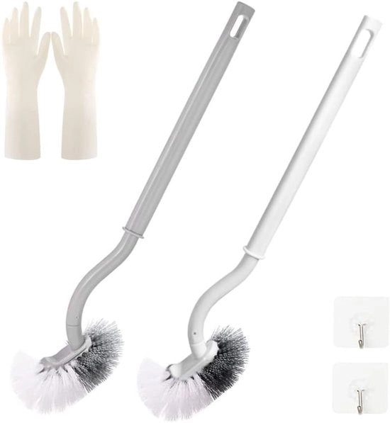 Set con 2 spazzole da bagno - lunga steel - grigio/bianco - plastica