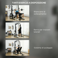 Stazione Fitness Multifunzione 152x105x212 cm in Acciaio Nero