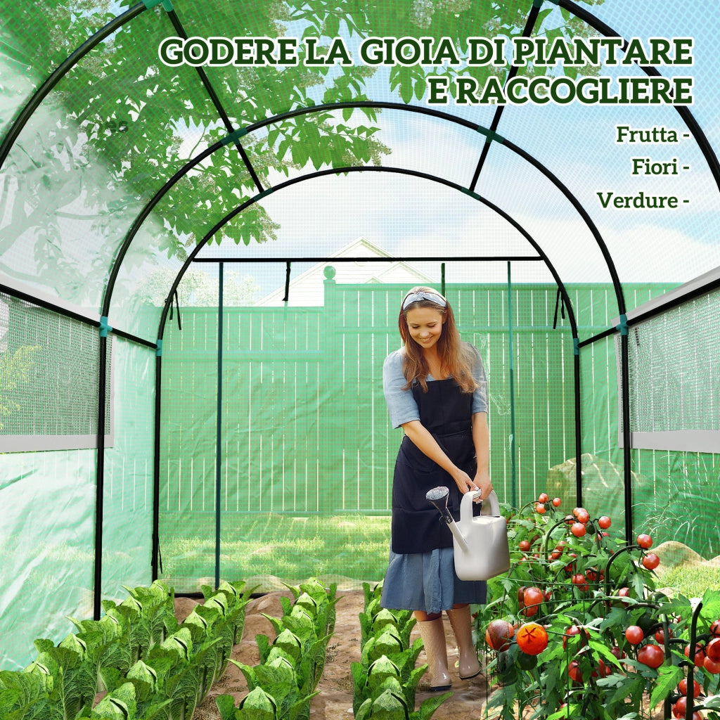 Serra da Giardino Tunnel ¨C zephmum ¨C 3x2x2 m Verde Acciaio PE Anti UV