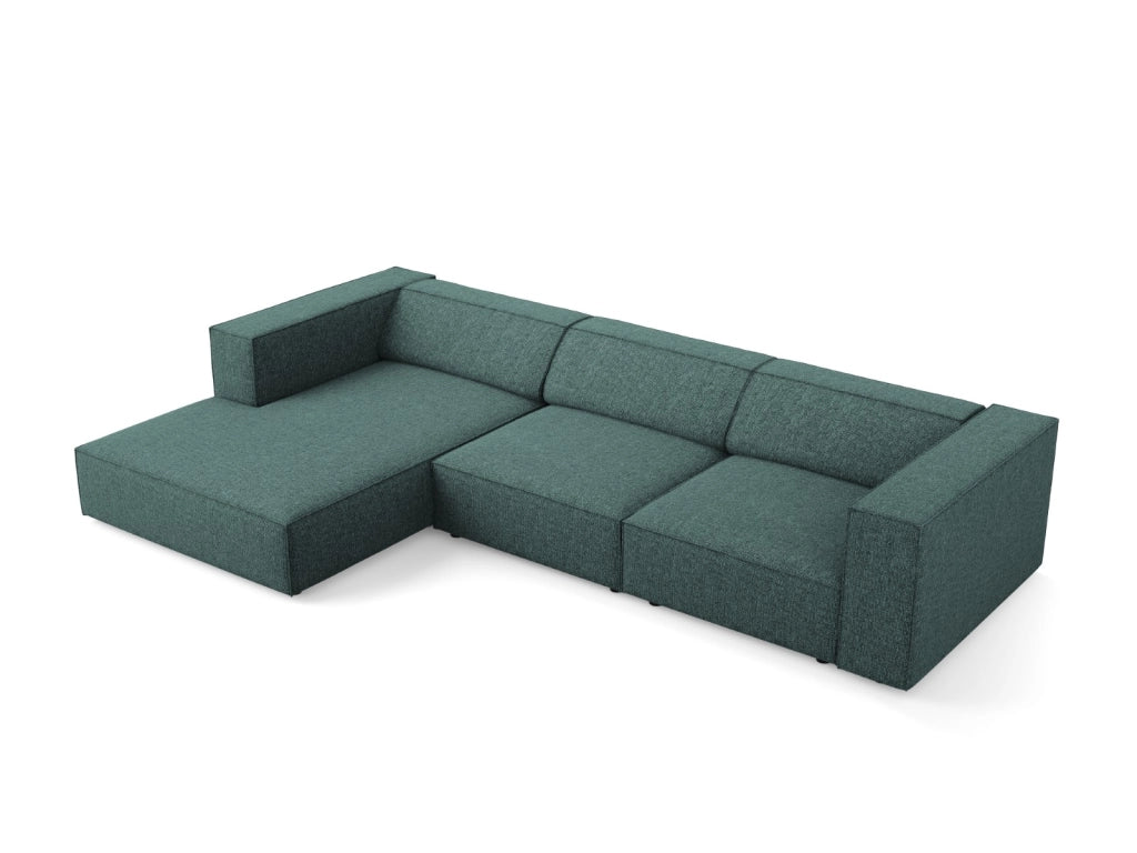 Cosmopolitan Design - Divano angolare sinistro "Arendal" 4 posti in ciniglia petrolio 