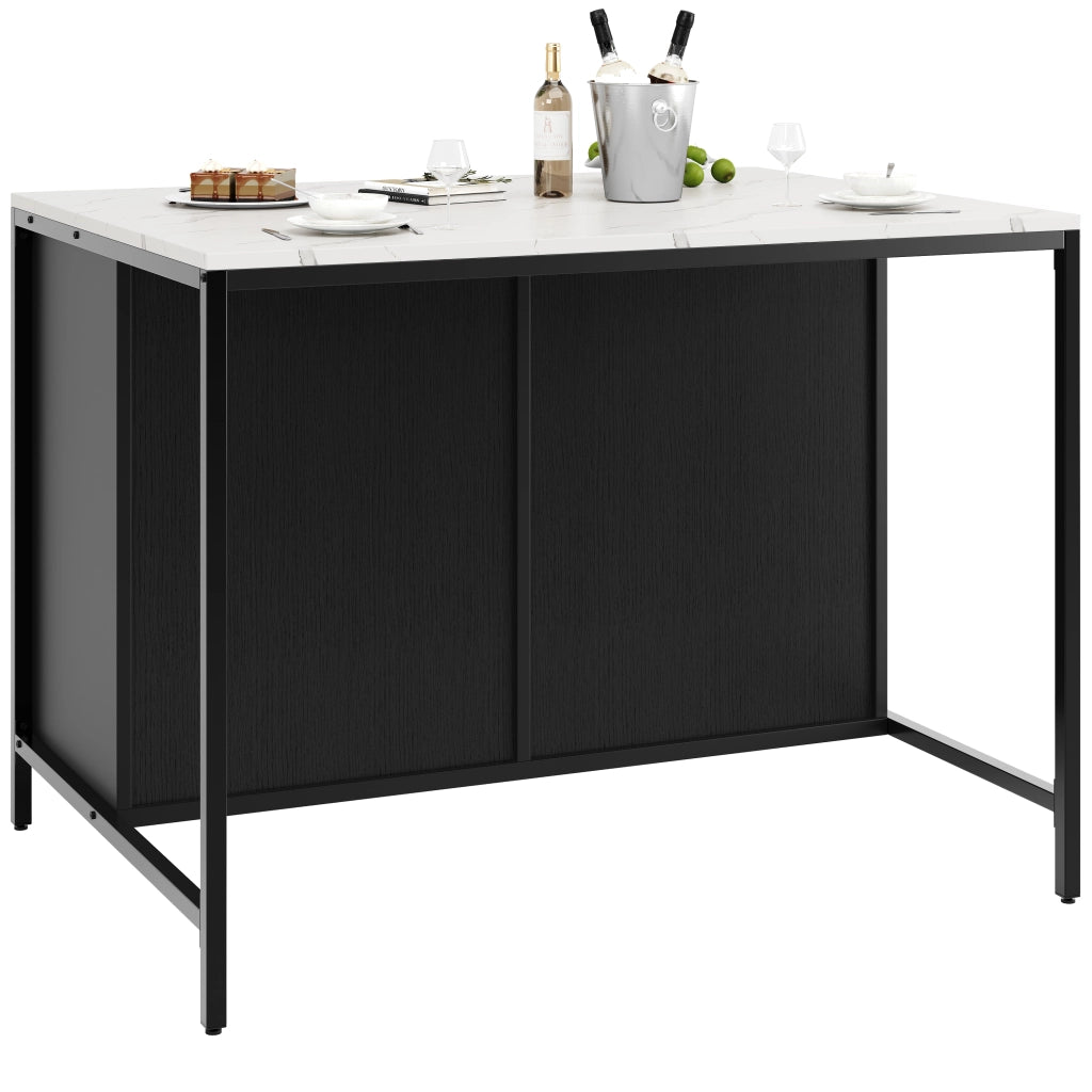 Tavolo Bar Alto ¨C MINIMAL ¨C Piano Effetto Marmo, Moderno, Gambe Regolabili