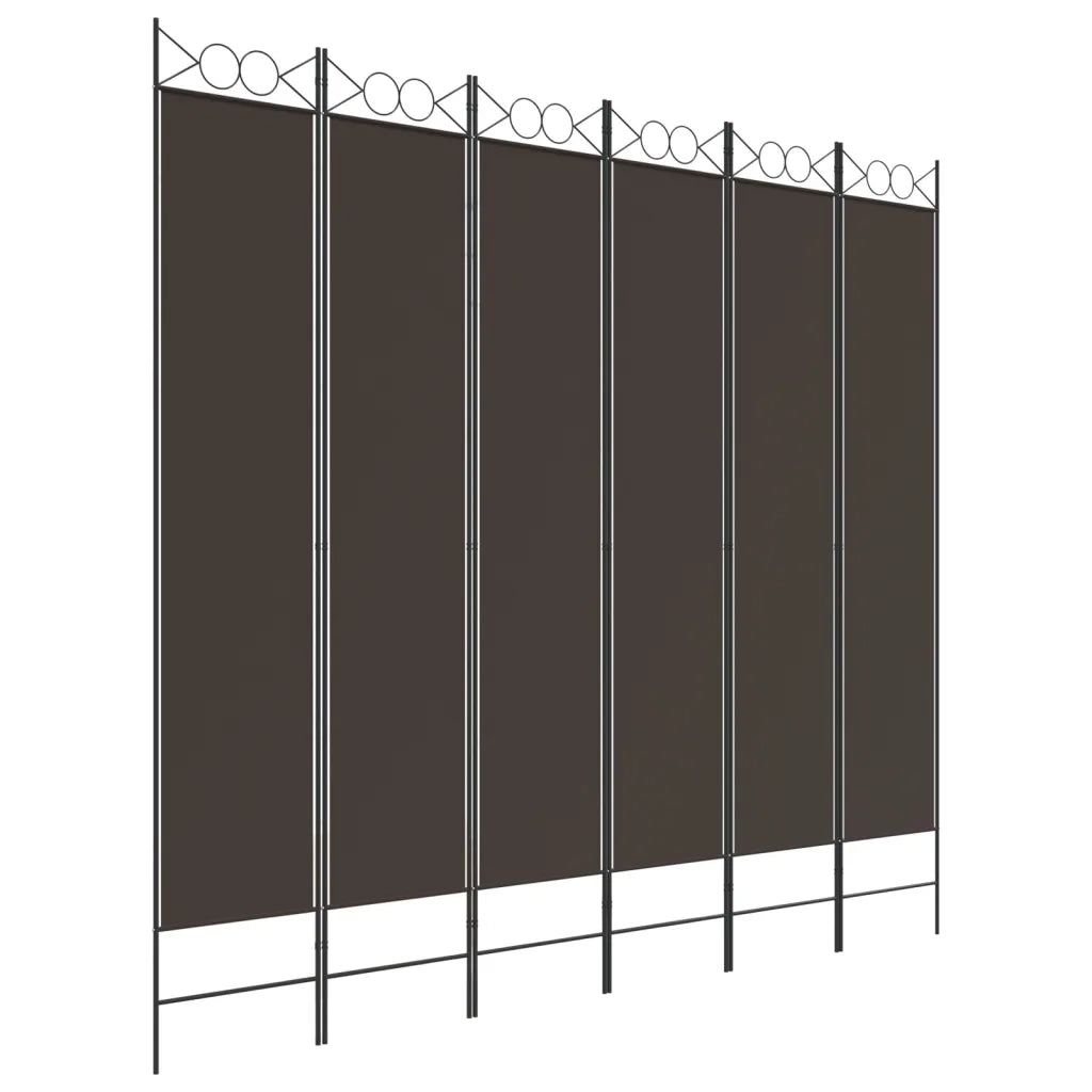 Divisorio a 6 Pannelli Marrone 240x220 cm in Tessuto 350175