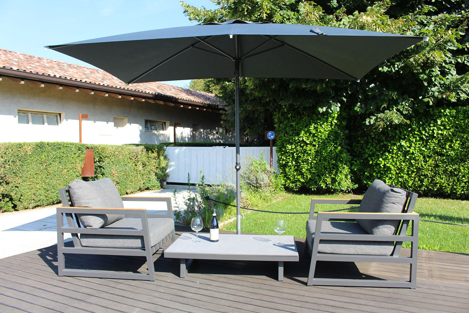 Ombrellone da Giardino 3x2 m Palo Ø35 mm in Alluminio Maffei Kronos Grigio