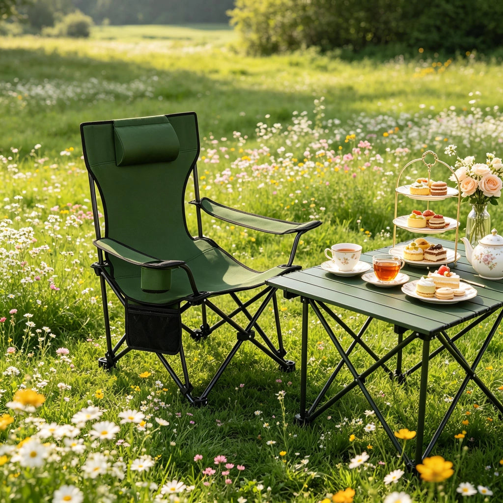 SEDIA Pieghevole Reclinabile con Poggiapiedi Estraibile 115x84x88,5 cm Verde