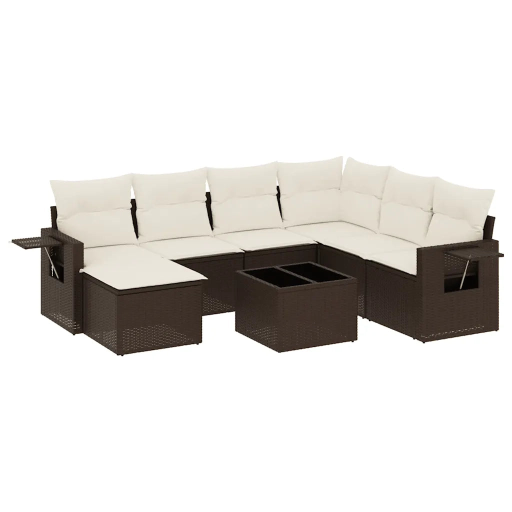 Set Divani da Giardino 8 pz con Cuscini Marrone in Polyrattan 3220512