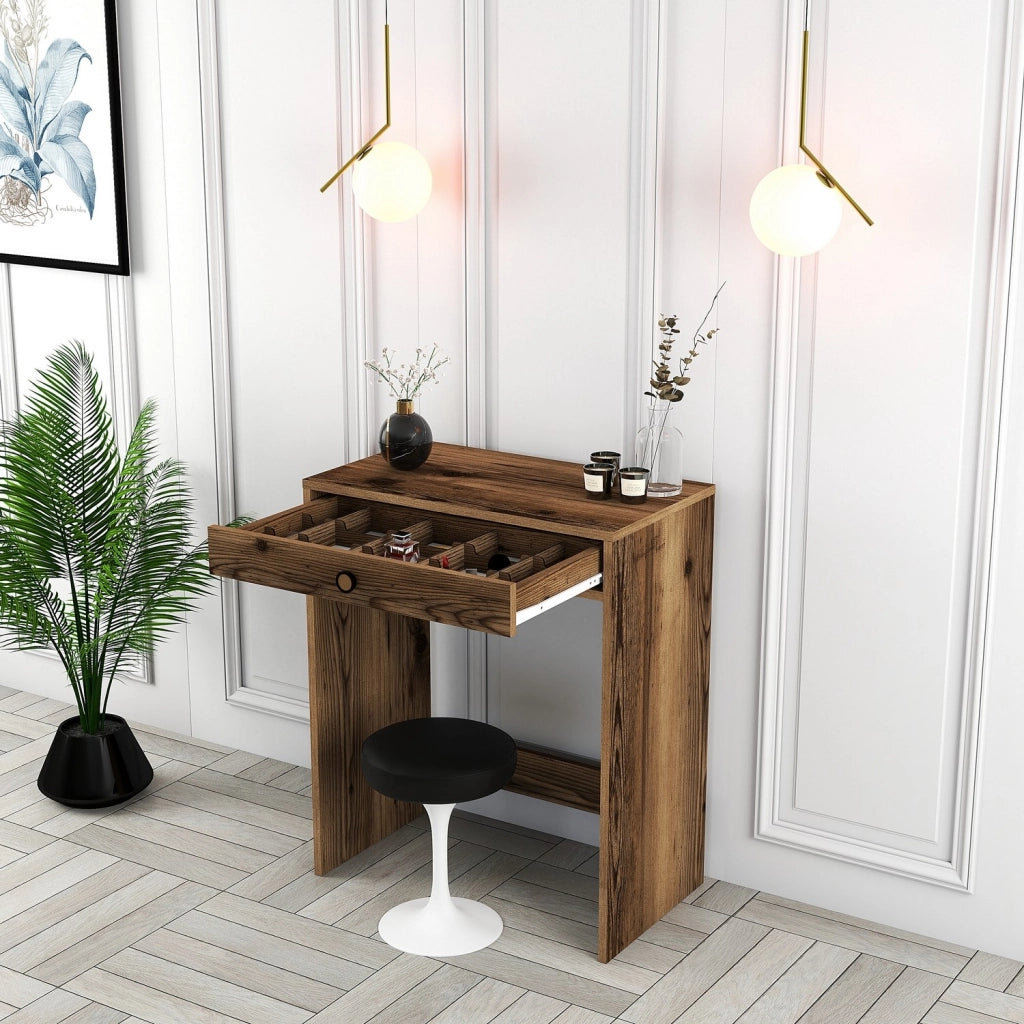 Mobile da Trucco Carde, Toeletta Specchio Incluso, 70x85x40h cm Marrone Noce