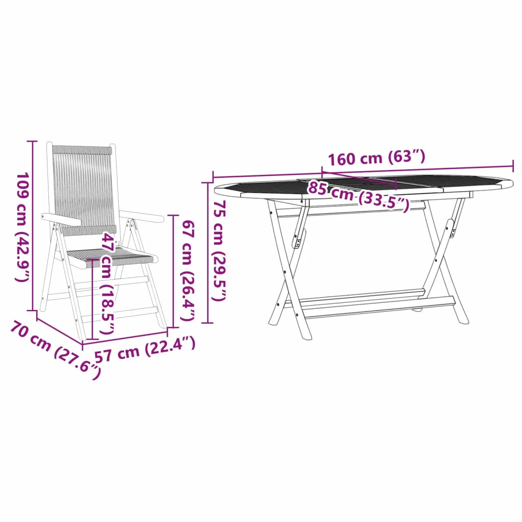 Set da Pranzo per Giardino 5 pcs Nero Legno di Acacia Massello 3375736