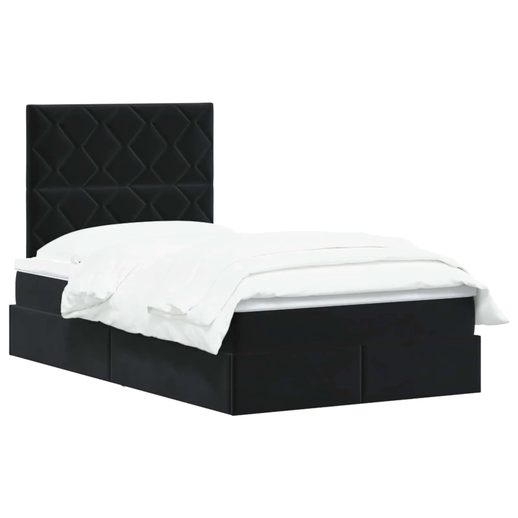 Letto con contenitore LED e materasso Nero 120 x 200 cm Velluto 3460184