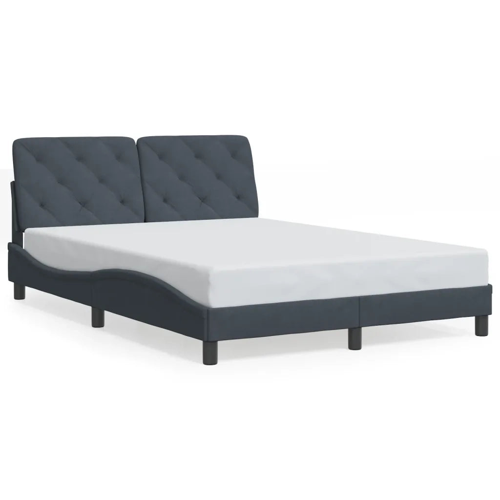 Giroletto con LED senza Materasso-Struttura Letto Grigio Scuro 140x190 cm in Velluto