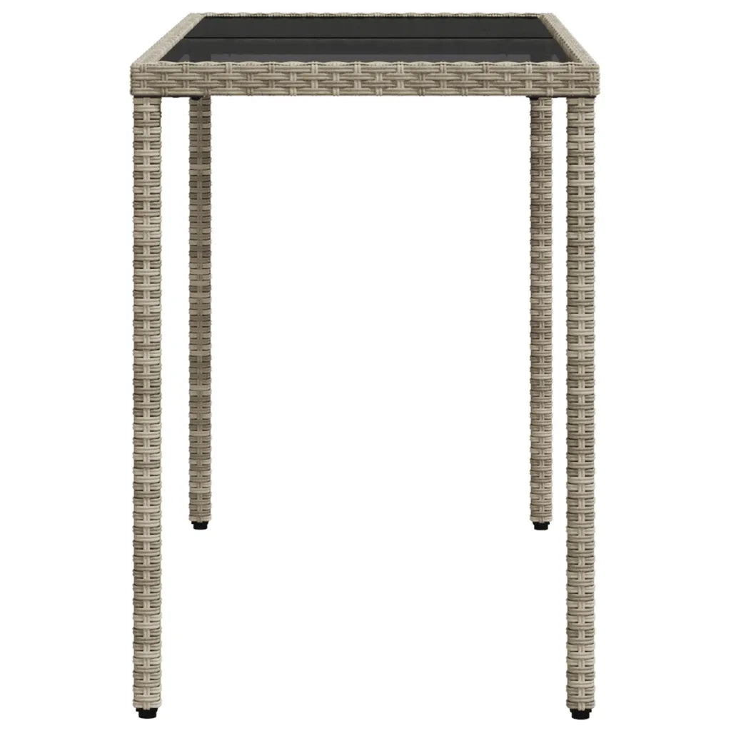 Tavolo Giardino Piano Vetro Grigio Chiaro 115x54x74 Polyrattan 365079