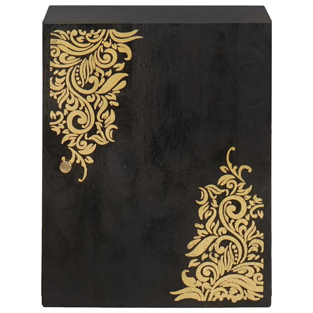 Armadietto a muro Nero 38 x 33 x 48 cm Legno di mango massello