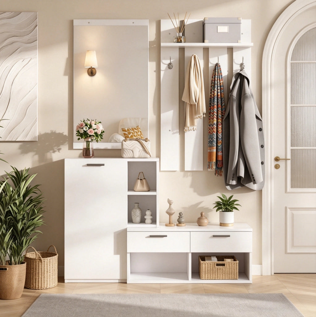ARMADIO INGRESSO con specchio 120 x 35 x 175,5 cm bianco MDF