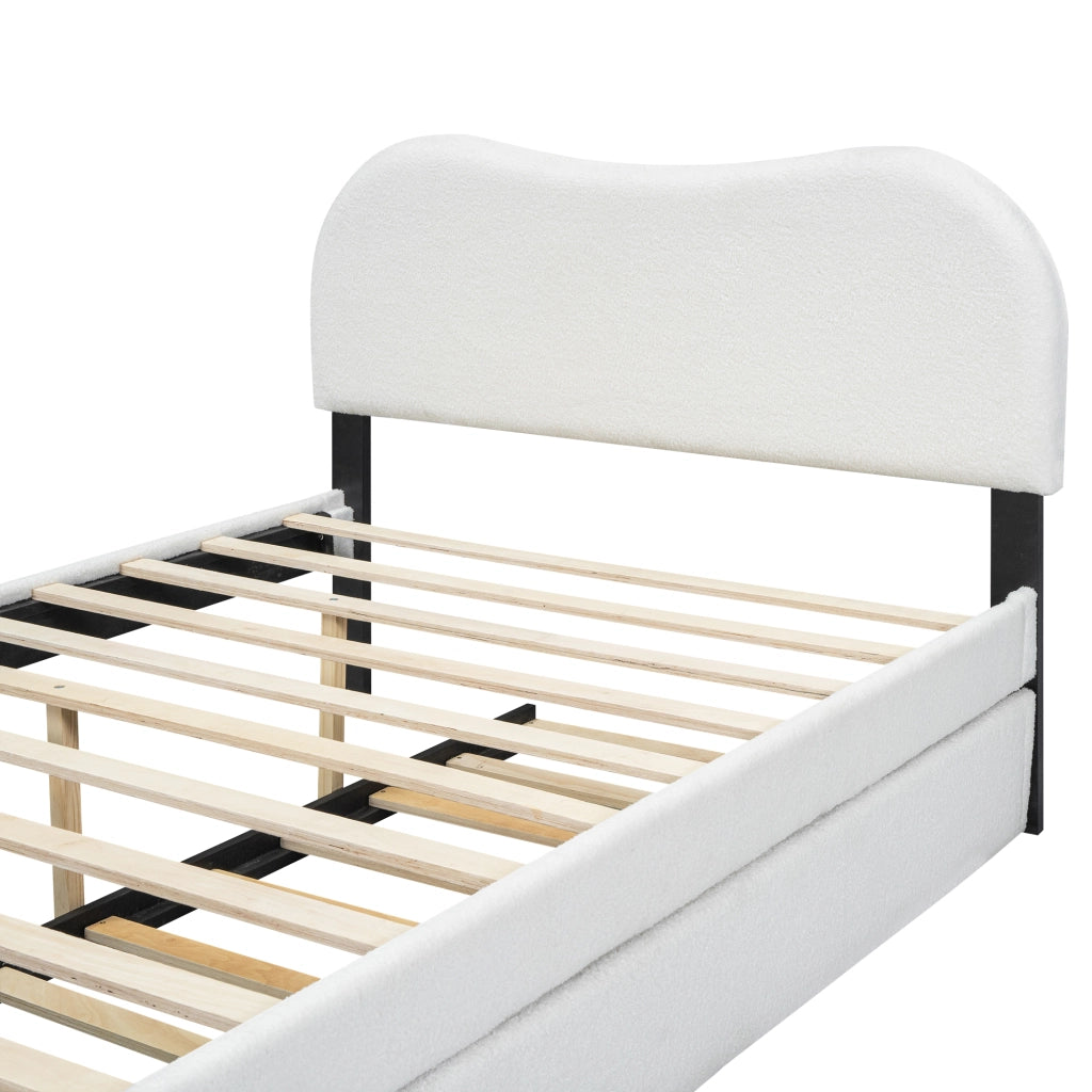 LETTO 140x200 cm con letto estraibile laterale Bianco in Plush e MDF