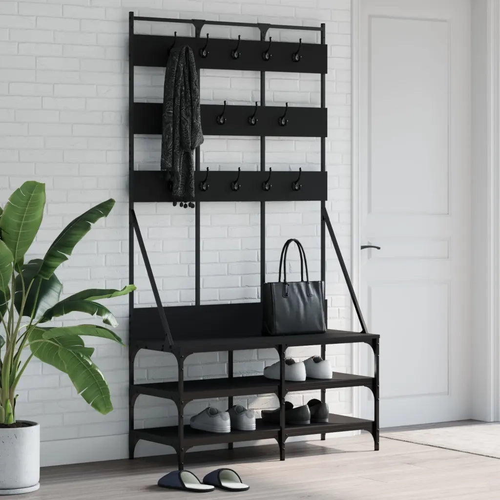 Appendiabiti con Porta Scarpe Nero 100x40x184 cm CFW2798397
