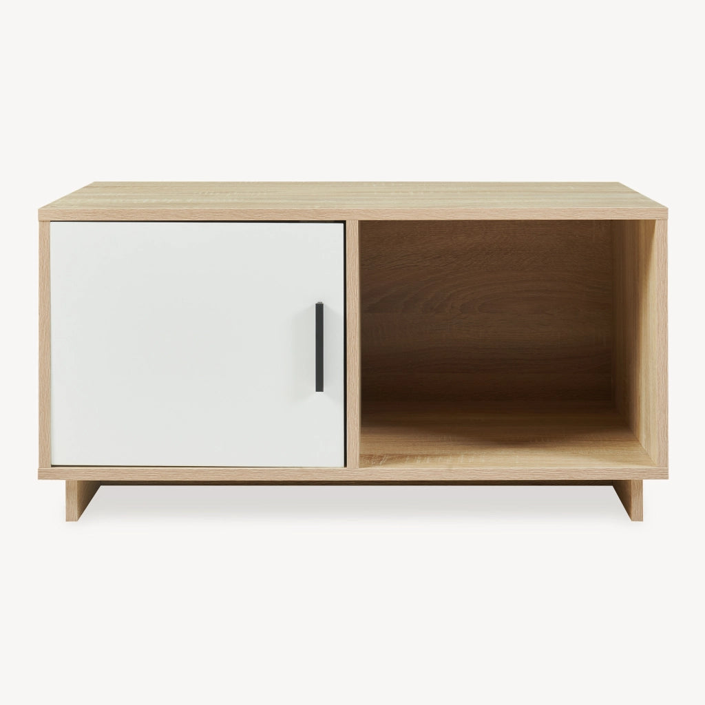Tavolino Centrale da Salotto Kenta 80x45x40 cm Effeto Rovere Sonoma/Bianco [en.casa]
