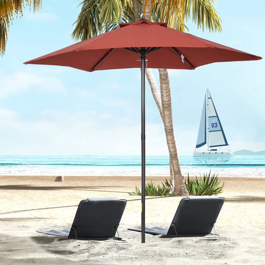 Parasole girevole esagonale pieghevole diametro 196 cm stabile per mercato giardino balcone e spiaggia protezione solare colore rosso vino