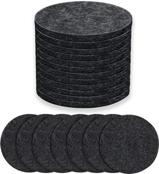 Collezione di 30 supporti per bicchieri rotondi in vilt, assorbenti antiscivolo per bicchieri, tavolo, bar, vetro (grigio scuro)