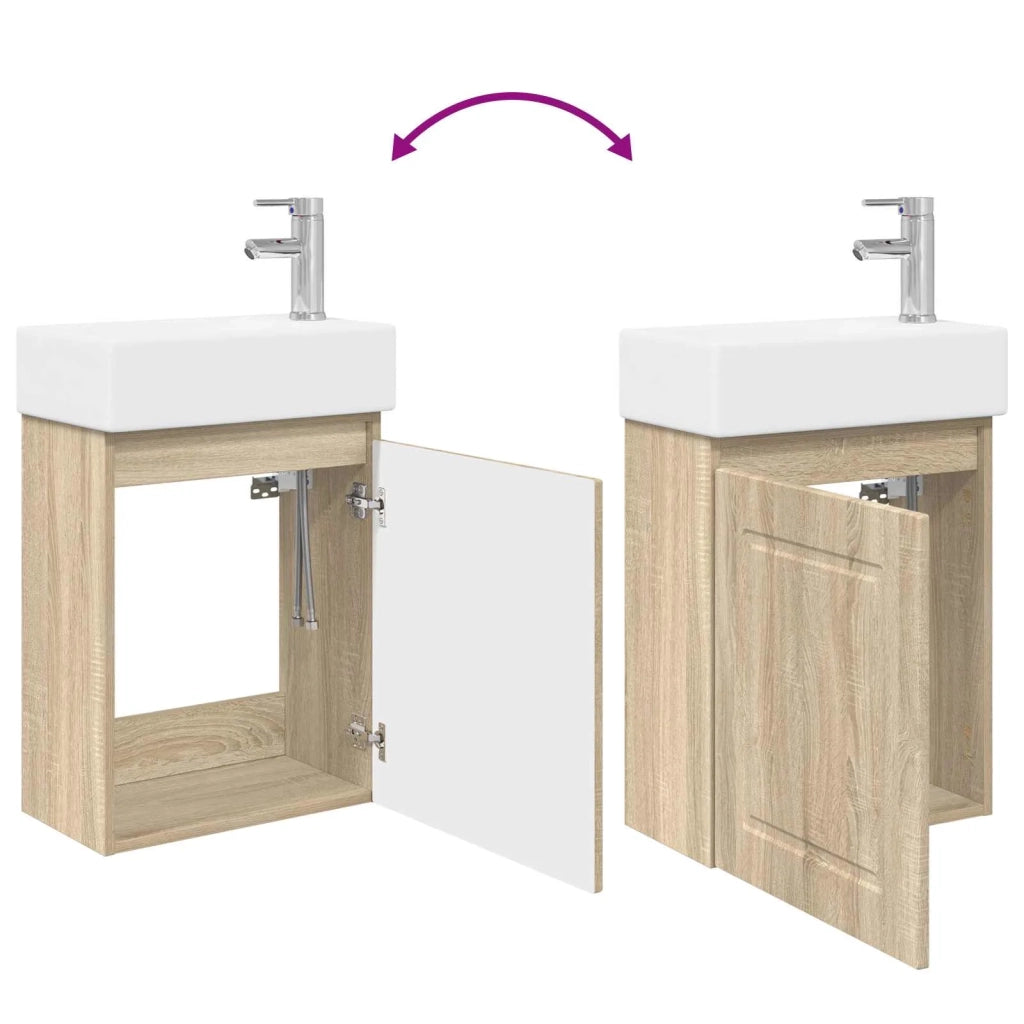Mobile bagno con rubinetto Rovere Sonoma 45,5 x 22,5 x 84 cm 889513