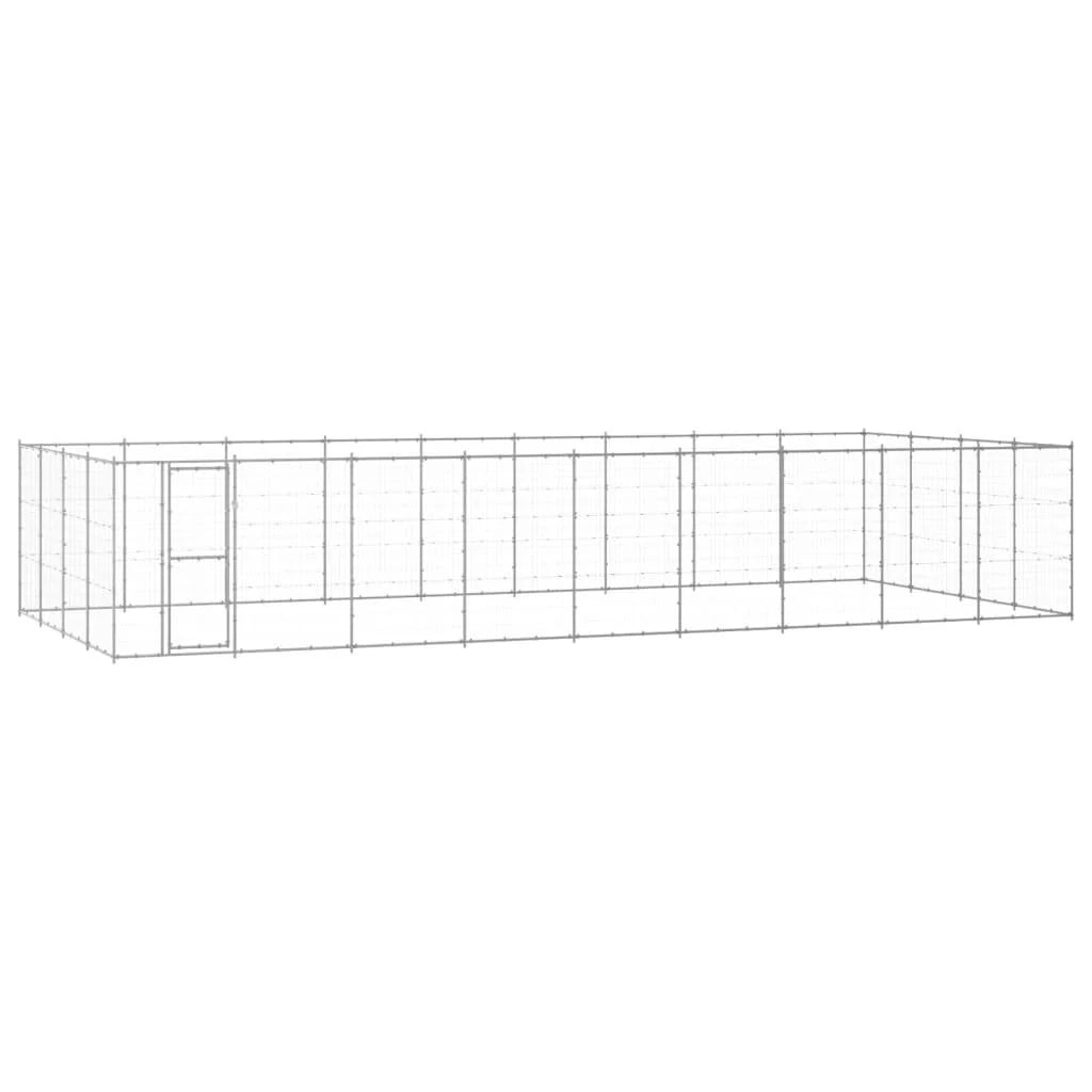 Cuccia da esterno gabbia recinto per animali box esterno per cani in acciaio zincato 43,56 m² 02_0000423
