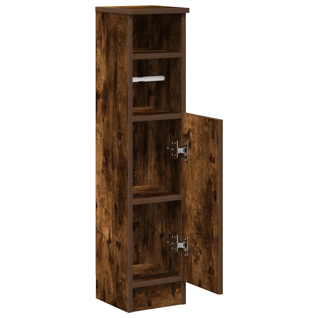Mobile da Bagno | Armadio da bagno con Portarotolo Rovere Fumo 20,5x22x90 cm