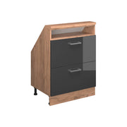 Mobile sottotetto Rion Antracite lucido/Rovere dorato con 2 cassetti Vicco