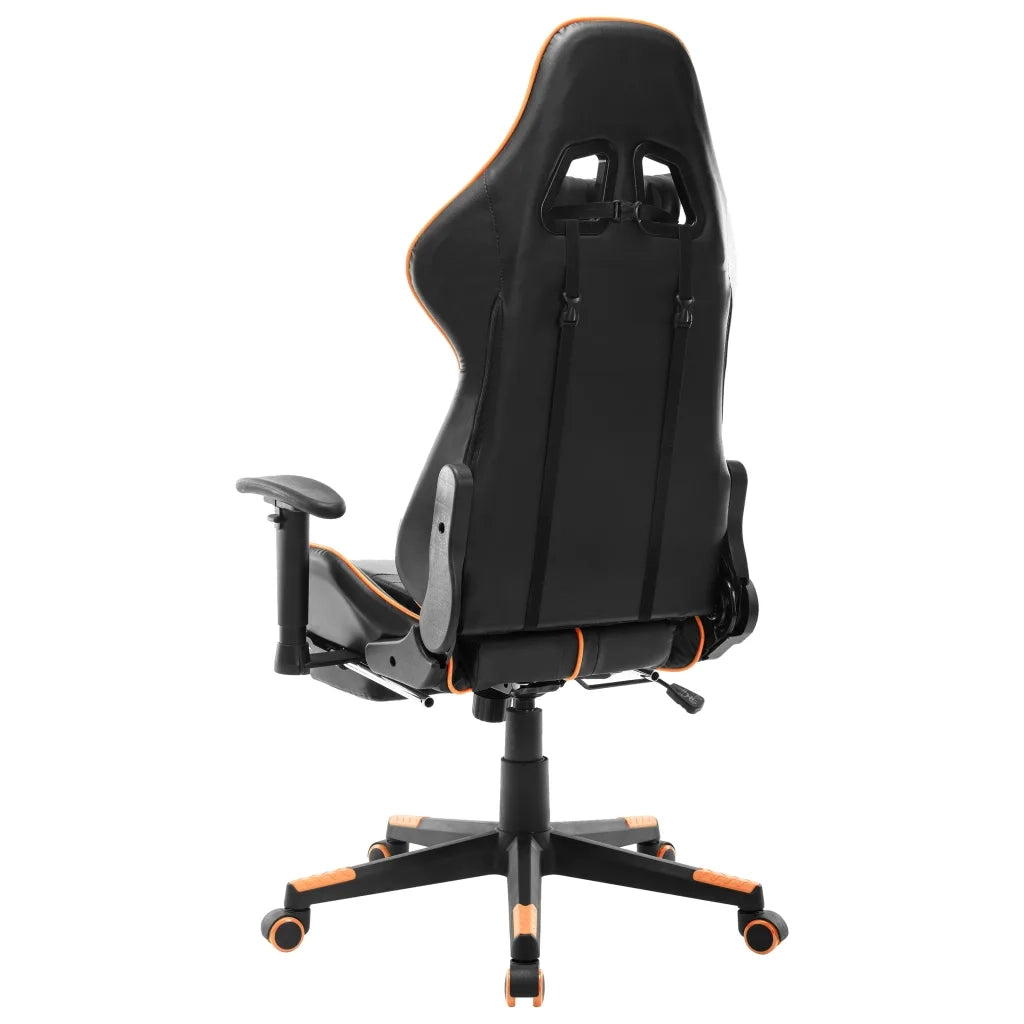 Sedia da Gaming con Poggiapiedi Nera e Arancione in Similpelle 20516