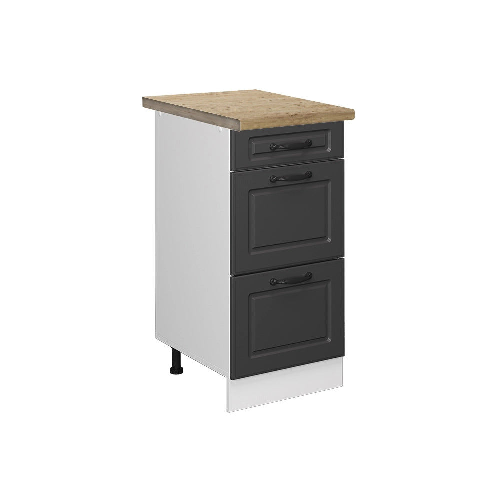 Vicco Mobiletto base per cucina Antracite casa di campagna 40 cm con cassetti, PL Rovere