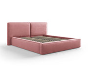Cosmopolitan Design - Letto a cassettone con testiera doppia "Arendal" 160x200cm in tessuto strutturato rosa 
