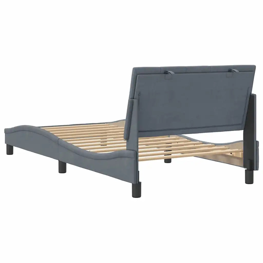 Giroletto senza Materasso Hanko Grigio Scuro 100x200 cm Velluto