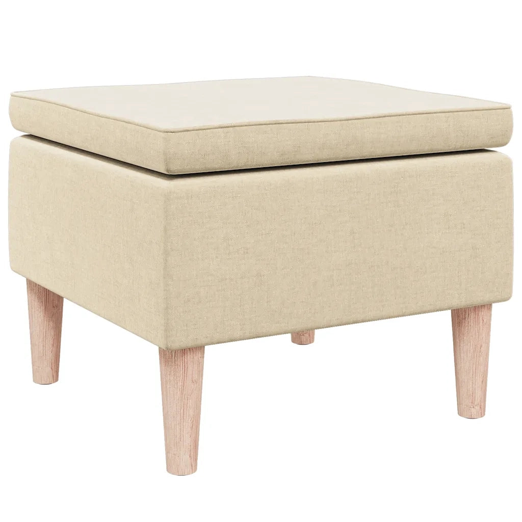 Poggiapiedi con Gambe in Legno Crema in Tessuto cod mxl 43575