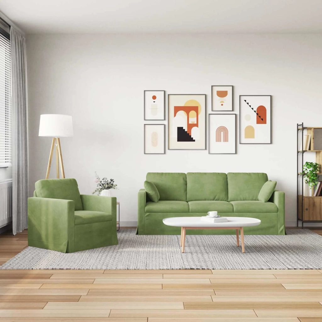 Set di divani 2 pcs Verde chiaro 198 x 78 x 80 cm Velluto