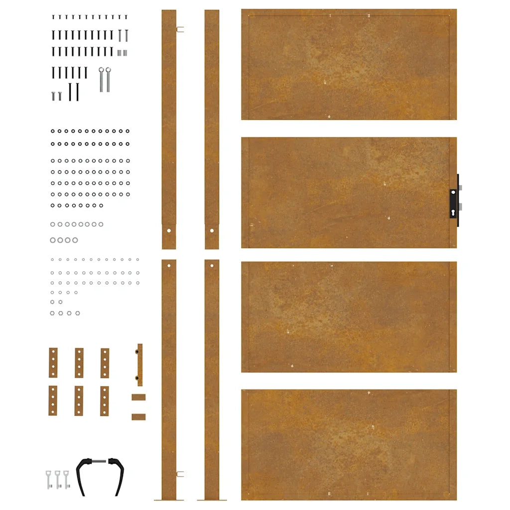 Cancello da giardino 100x200 cm in acciaio Corten 153207